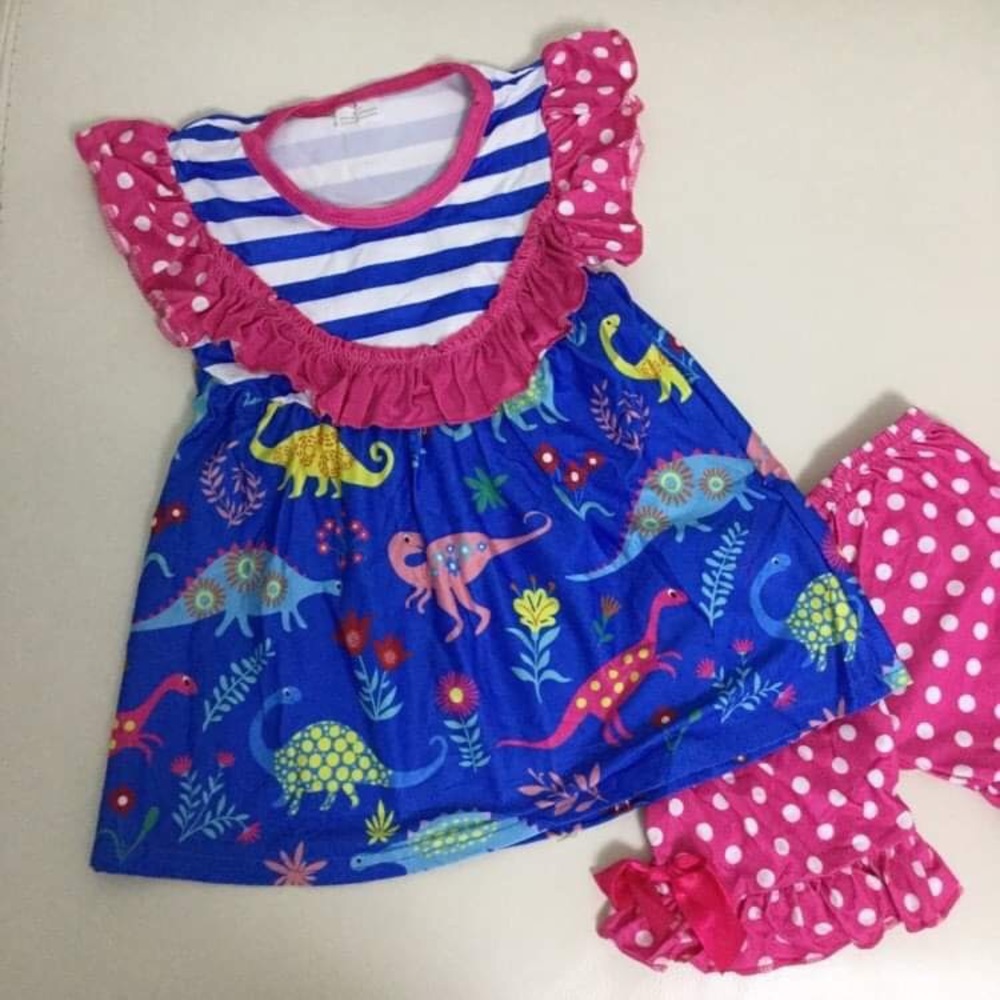 Dinosaur 🦕 🦖 Cute Pink Girl Shorts Set - Picture 4 of 5